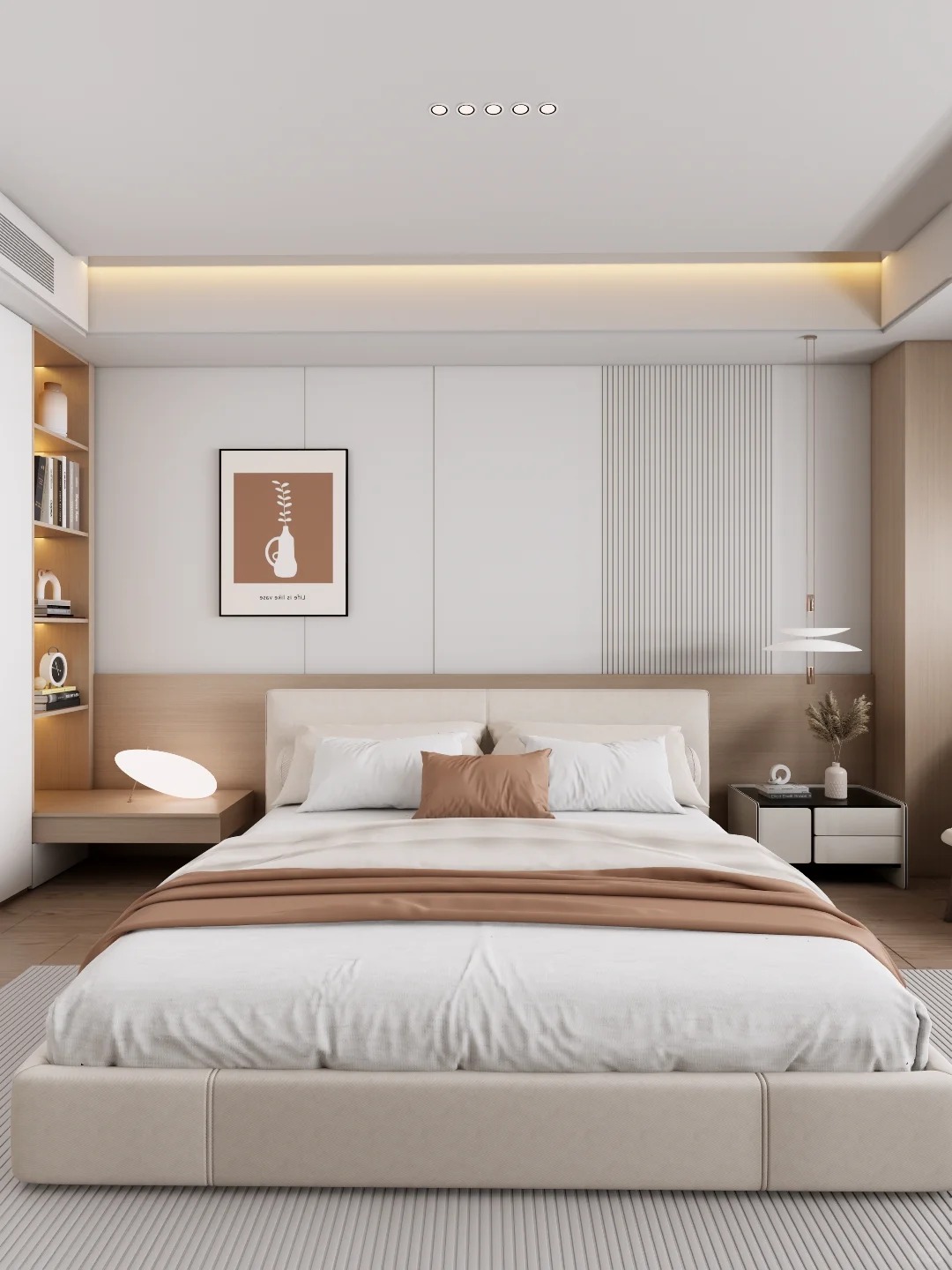 Panel WPC NECOWOOD Mencipta Bilik Tidur Utama Gaya Kayu Moden yang Selesa