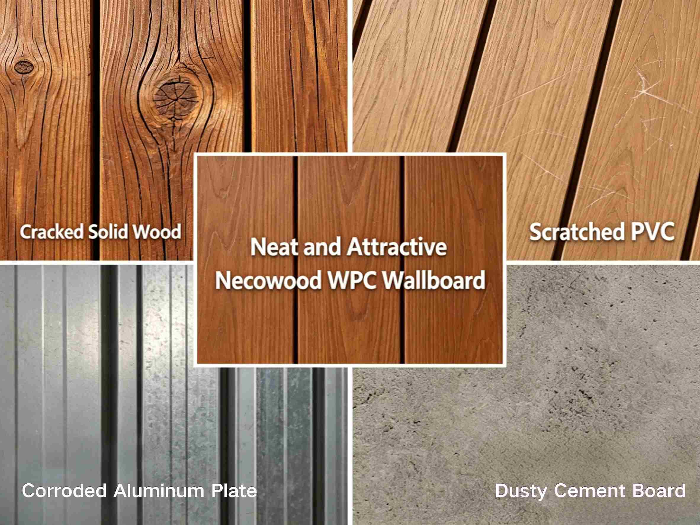 WPC wall panels compared to wood, PVC, aluminum composite, and cement board