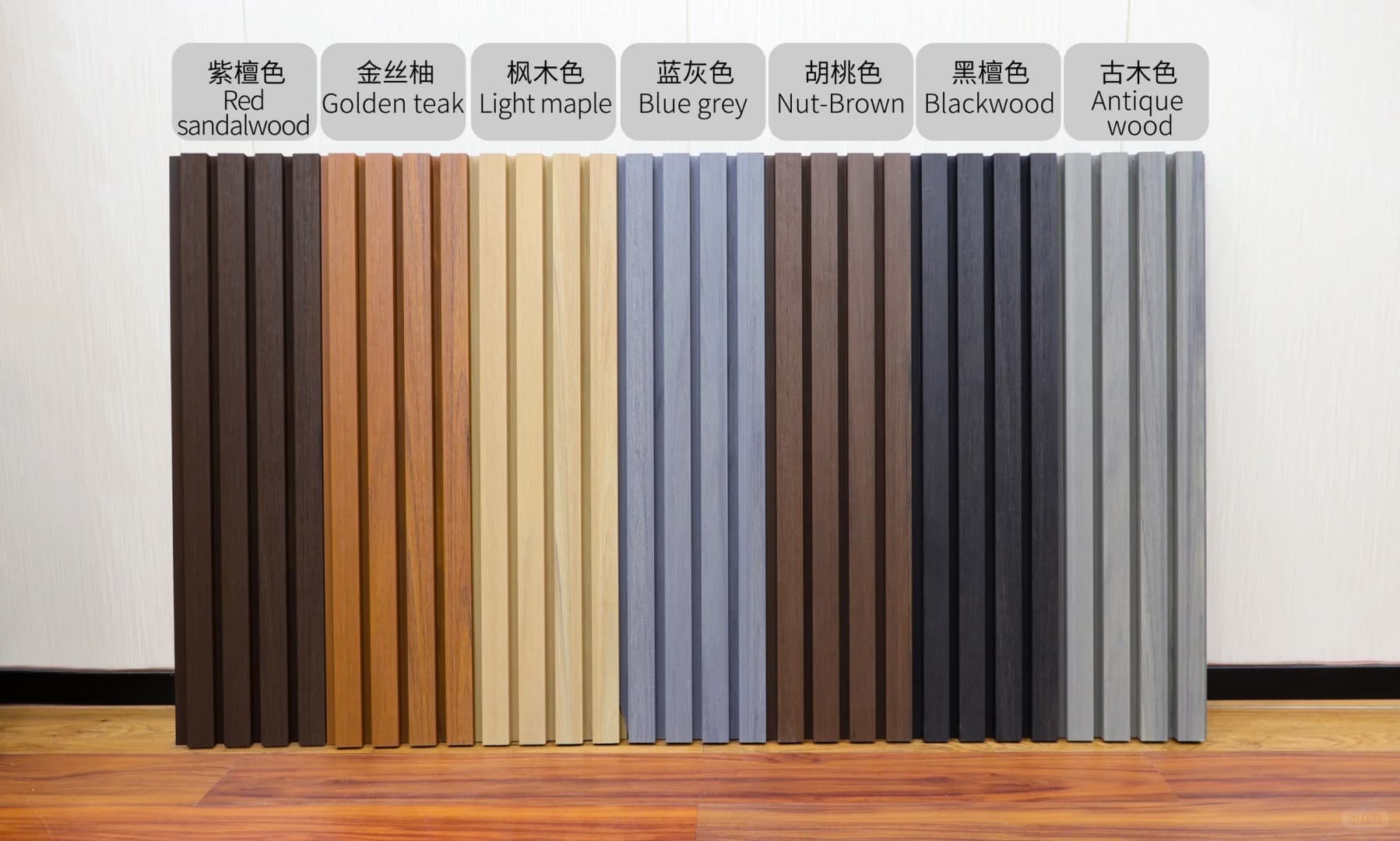 Co-extruded WPC wall panel wood grain texture weather resistant for outdoor use